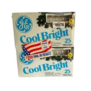 Vintage GE Cool Bright Christmas Lights 2 Sets 25 Clear Bulbs Indoor Outdoor NEW